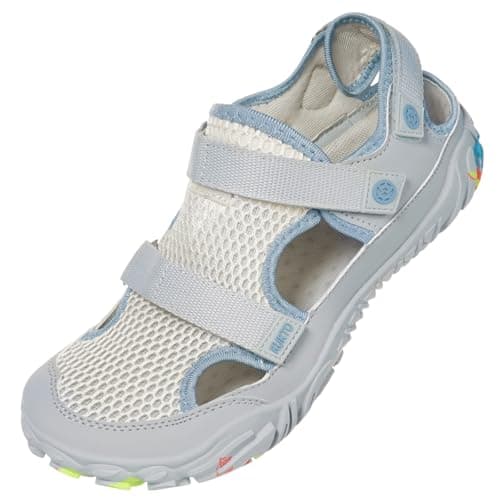 Hsyooes Men's Sports Sandals Women's Hiking Sandals Orthopedic Walking Shoes Summer Trekking Beach Water Shoes Arch Support Adjustable Outdoor Grey 9UK=43EU