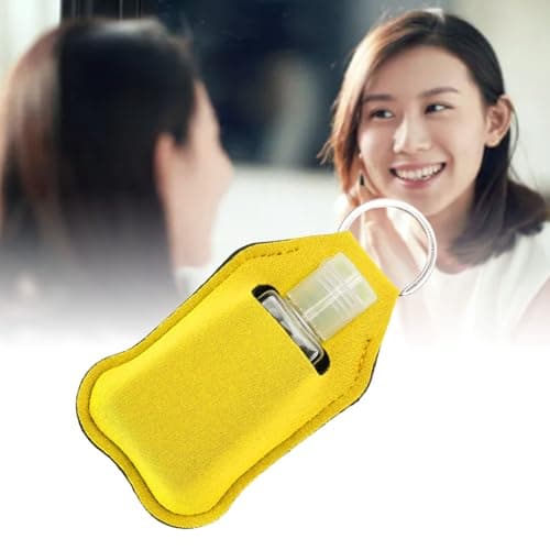 Omquot 20 Pcs Refillable Leak Proof Squeeze Bottle Keychain for Travel Camping with Neoprene Pouches, Yellow, #813 — view 5