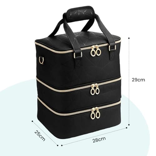 Nail Polish Organizer Case 3-Layer Portable Nail Bag for Nail Tech Black — view 2