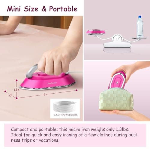 Newbealer Mini Travel Iron, Hot Pink — view 4