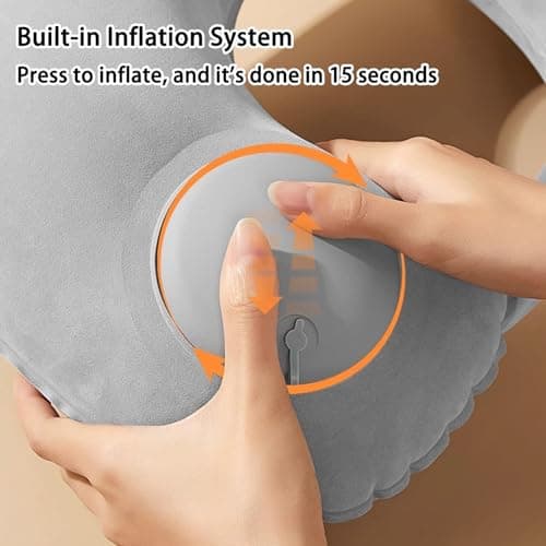 MXGHIR 2 PCS Inflatable Neck Pillow for Travel, Compact Neck Support Pillows, Lightweight Inflatable Pillow for Adults Kids Airplane Travel Home and Office (Gray, Navy Blue) — view 4