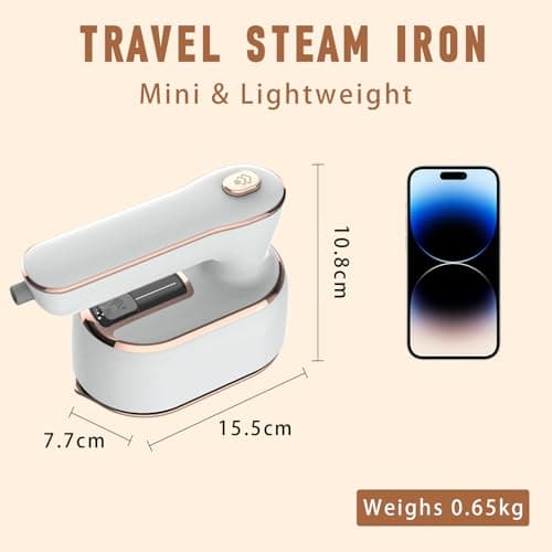 Houbobo Portable Clothes Steamer, Mini Handheld Travel Iron, Fast 20S Heat-up, 1000W Steamer Clothing with 180° Rotatable Handle, 2 In 1 Steamer Iron for Travel, Home, Office — view 2