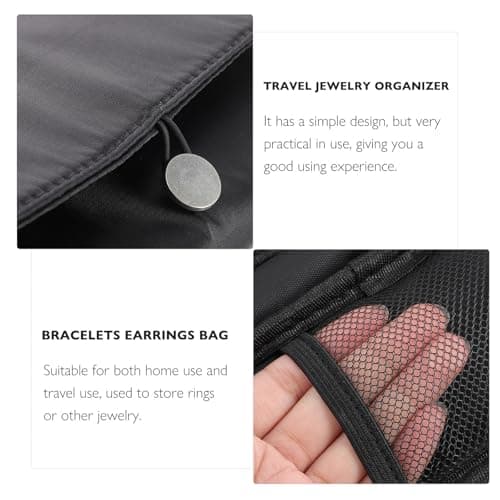 VILLCASE Portable Cosmetic Holder Makeup Tools Roll Bag Black Leather Travel Cosmetic Pouch for Women Home Use — view 3