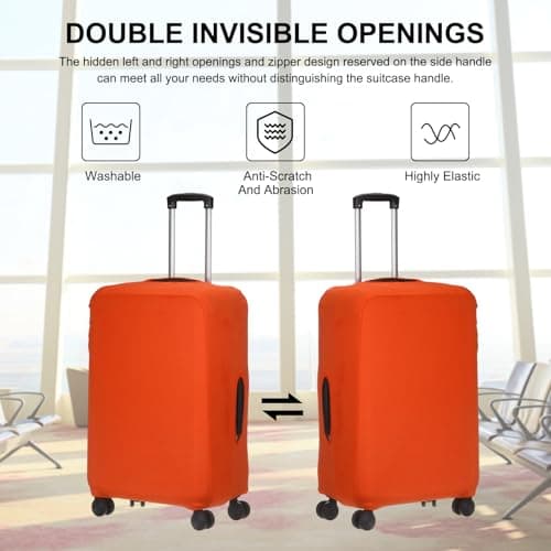 sourcing map Travel Luggage Cover, Washable Suitcase Covers for Luggage Anti-scratch Suitcase Protector Elastic Baggage Protective, Fits 22-25 Inch Suit Case, Orange — view 4