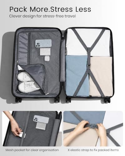 Kono 28 Inch Large Hard Shell Suitcase ABS Lightweight Luggage (Navy) — view 6