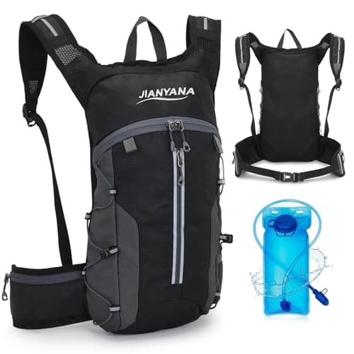 JIANAYANA 2L Hydration Backpack,Foldable Packable Water Bladder Backpack,Ultra-Light Breathable Design with Helmet Net,Foldable storage,for Hiking,Cycling, Running,Commute,Camping,Mountain Climbing