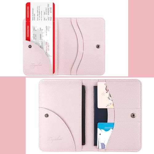 Lychii Leather Passport Wallet for Women and Men, PU Travel Protector Wallet Pouch Protective Case for Passport, Boarding Pass and ID Card — view 4