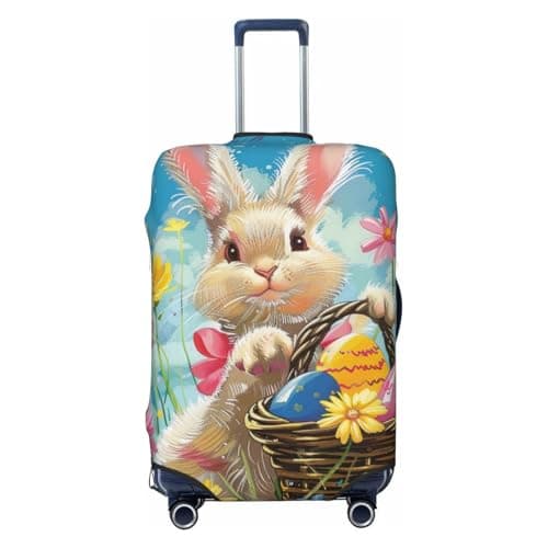 JTNWEC Spring Happy Festival Holiday Print Travel Luggage Cover - Personalization Elastic Suitcase Protector,, Black, L( Fit 25-28 Inch Luggage)