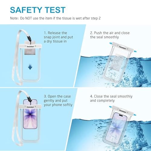 ivoler 4-Pack Waterproof Phone Pouches, IPX8 Universal Fluorescent Design Underwater Dry Bags for Swimming for iPhone 17/16/15 Pro Max, Samsung S26 Ultra (Up to 7")-Black+White+Rose Red+Lime Green — view 3