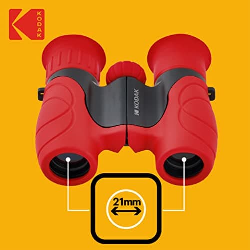 KODAK BCS100 Kids Binoculars 8x, Compact and Ergonomic Binoculars, Soft Rubber, Strap and Carrying Case Included - Red, Ideal for Boys and Girls 3 to 12 Years, Outdoor Games and Observation — view 3