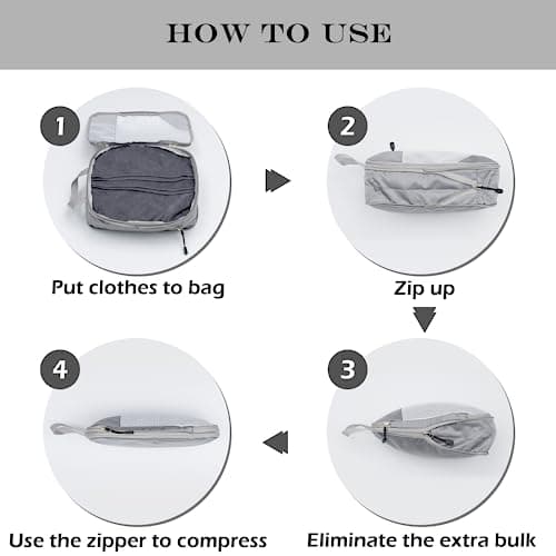 BillyBath Suitcase Organiser Packing Cubes Set, Waterproof, Compression, Nylon, Rectangular, Zipper Closure, Gray, Packing Cubes, Luggage Organiser, S, M, L, 3 Pack, Space Saving, Travel Essentials — view 5