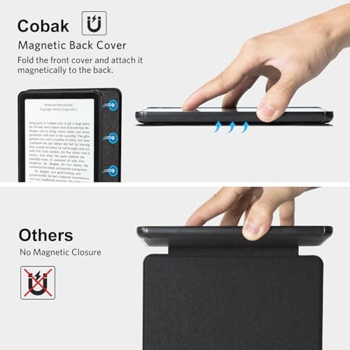 CoBak Wireless Charge Converter Case for 7" Kindle Paperwhite 12th Gen 2024 and Kindle Colorsoft, Qi-Enabled, Compatible with iPhone MagSafe/PopSockets Grip/Anker Wireless Charging Pads, Black — view 4