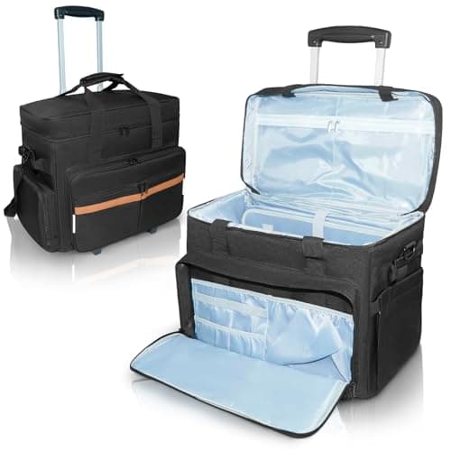 SUNDOY Rolling Teacher Bag with Detachable Trolley, 17.3" Laptop Tote Bag