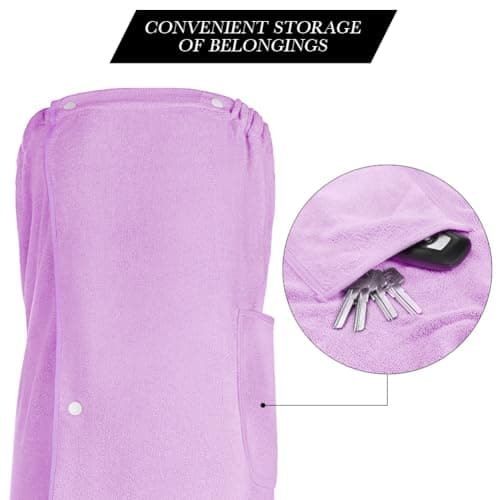 Aomig Women's Quick Dry Microfibre Body Wrap Towel Robe with Adjustable Snap Closure (80x140CM) — view 5