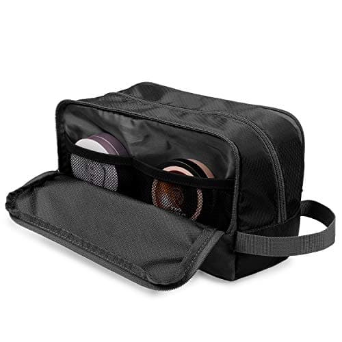 WANDF Toiletry Bag Water-Resistant Nylon Travel Wash Bag Lightweight Dopp Kit for Men and Women (A-Black) — view 3