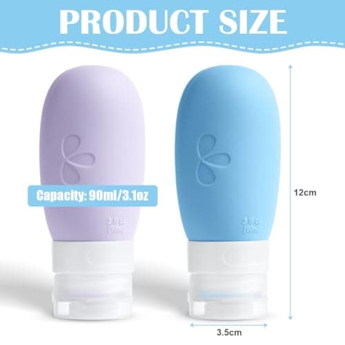 OSDUE Silicone Travel Bottle, 7 Pack Set 90ml Squeezy Travel Bottles Leak Proof Refillable Squeezable Containers Pots for Lotion Liquid Shampoos Soap and Toiletries — view 2