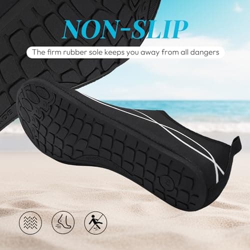 gitzing Water Beach Swim Shoes Women Breathable Sea Shoes Men Quick Dry Aqua Lightweight Barefoot for Surfing Running Driving Pool Yoga, Black 5 UK/38 EU — view 3