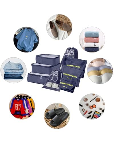 BillyBath Suitcase Organiser Travel Garment Bags, 8-in-1 Case Organiser Set, Packing Cubes, Suitcase Organiser, Packing Bags, Travel Luggage, for Clothes, Shoes, Underwear, Cosmetics — view 2