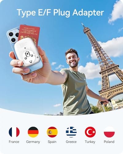 LENCENT 5-in-1 UK to European Travel Plug Adapter, USB-A＆USB-C, Type E/F — view 2