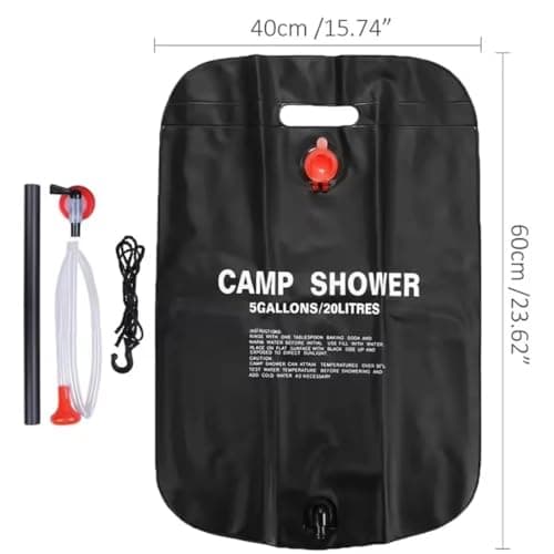 FiTspi 5 Gallons/20L Solar Shower Bag, Portable Camping Hot Water Bath Bags with Removable Hose and on-Off Switchable Shower Head for Camping Beach Swimming Outdoor Traveling — view 6