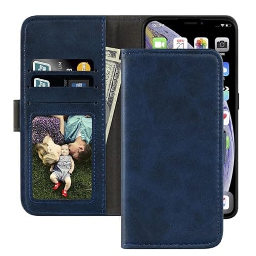 UOGNADGD Faux Leather Flip Case for ZTE Telstra 5G Wi-Fi - Blue — view 4