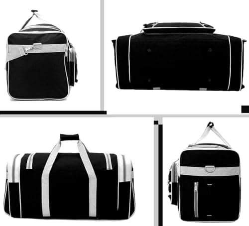 Travel Duffle Bags for Men Weekender Over Night Carry On Bag Lightweight Extra Large Oxford Duffel Gym Sturdy Luggage Water-Proof for Men & Women 26" (Blue Gold), Red Gold, XL (Black & White) — view 6