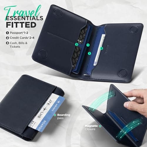 VULKIT Leather Passport Holder RFID Blocking Compact Passport Wallet — view 3