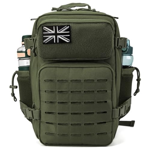 QT&QY 25L Military Tactical Backpacks For men Motorcycle Army Laser cut Molle Daypack small EDC Bug Out Bag Gym Rucksack With Dual Cup Holders medical Rucksack Green — view 2