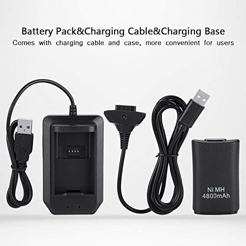 ASHATA Rechargeable Battery Pack for 360 Controller, 2 x 4800mah Battery + Charging Cable + Charging Stand, Professional Set — view 4