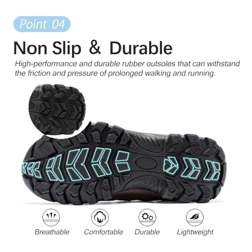 TRAILBLITZ Walking Shoes Mens Lightweight Non Slip Comfortable Hiking Boots Climbing Trekking Outdoor Camping Trainers Mesh Lining Casual Men's Lace-Ups (7 Man,Brown) — view 5
