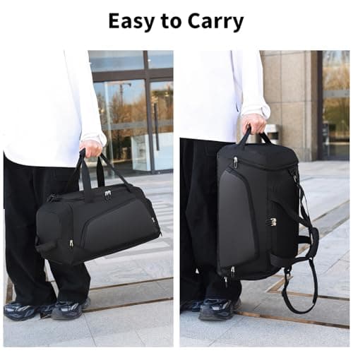 Gym Bag with Shoe Compartment & Wet Pockets for Men/Women, Waterproof Sports Duffle Bags for Workout/Fitness/Travel (Black,20"x11"x11") — view 6