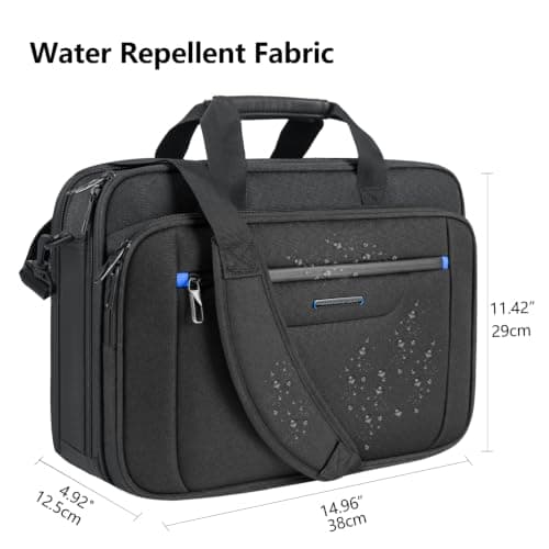 VANKEAN Laptop Briefcase Premium Laptop Case Fits Up to 15.6 Inch Business Shoulder Bag Laptop Expandable Water-Repellent Messenger Bag for Men/Women Computer Bag for Travel/Business/Black-Blue — view 3