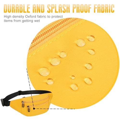 Bum Bag Unisex Lightweight Waterproof Fanny Pack Adjustable Crossbody Waist Pack for Travel Sports Daily Use (Yellow) — view 3
