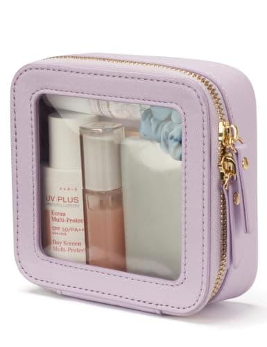 Popvibe Clear Makeup Bag with Zipper, Portable Makeup Organizer, Compact Travel Bag for Car, purple, 5'' x 4.7'' x 2''