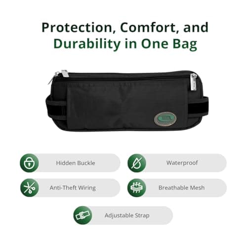 Hajj Safe Anti-Theft Hajj & Umrah Waist Bag & Ihram Belt for Men (Black) — view 3