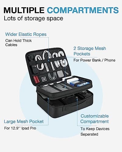 bagsmart XL 2-Layer Electronics Cable Organiser Travel Tech Accessories Bag — view 2