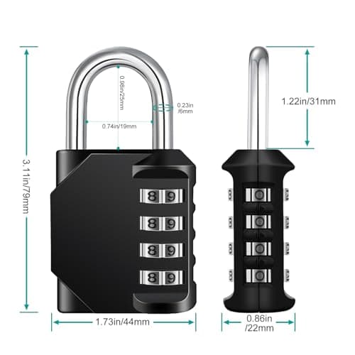 ZHEGE Combination Locker Padlock, 4 Digit Coded Padlock (Black) — view 4