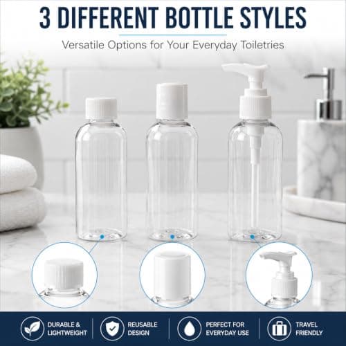Travel Toiletry Bottles Set, Refillable Travel Containers With Clear Zipper Bag, 5 Piece Cosmetic Bottle And Cream Jar Kit For Shampoo, Conditioner, Lotion, Cleanser, Toner, Skincare Travel Pack Of 1 — view 3
