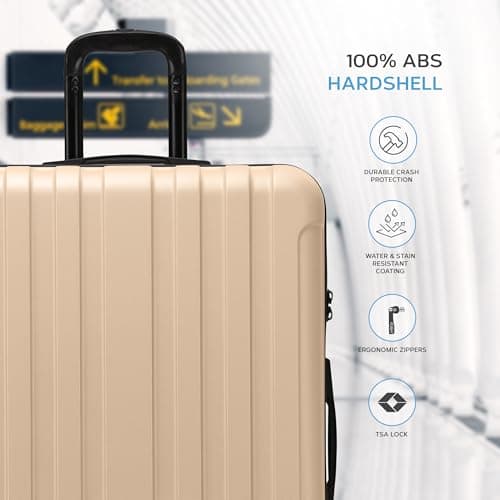 Flight Knight Premium Lightweight Suitcase - Built-in TSA Lock - 8 Spinner Wheels - ABS Hard Shell Check in Highly Durable Luggage - Medium - 67x45x26cm — view 4