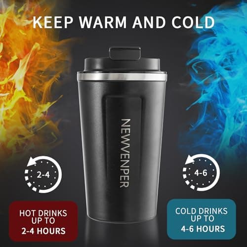 Newvenper Stainless Steel Vacuum Insulated Travel Coffee Mug, Led Temperature Display Insulated Tumbler, Leak Proof with Lid Keeps Cold and Warm, Suitable for Coffee, Tea and Beer (Black) — view 5