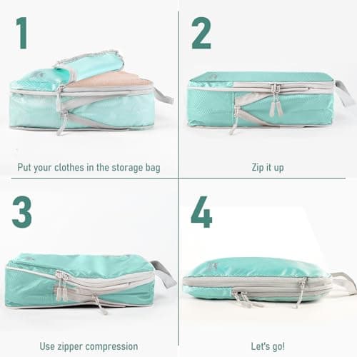 Compression Packing Cubes, Travel Essentials Luggage Organizer Bags for Suitcase, Durable Compression Travel Packing Cubes for Carry on Backpack — view 2