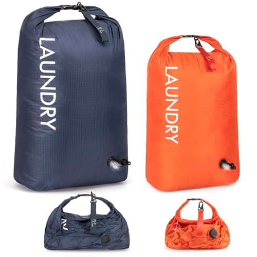 WiseBoy 2 Pack Travel Laundry Bag, Waterproof Compression Laundry Bags