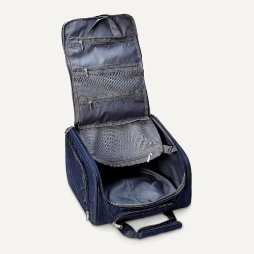 Amazon Basics Underseat Travel Luggage/Suitcase with Telescopic Handle and 2 in-line Skate Wheels - 35.5 cm, Navy Blue Quilted — view 6