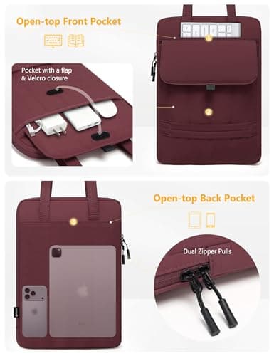 HYZUO 15-16 Inch Puffy Laptop Case Sleeve Padded Handbag, Wine Red — view 3