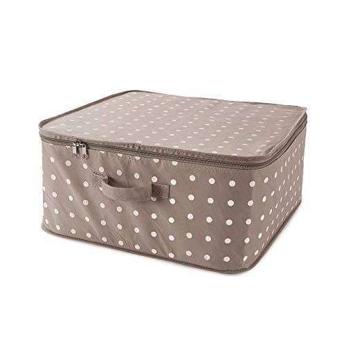 Compactor Clothes Storage Bag with Zip, Foldable Cupboard and Wardrobe Storage Organiser, Large Dustproof and Waterproof Underbed Storage and Clothes Storage Organiser, Rivoli Range, Brown/White