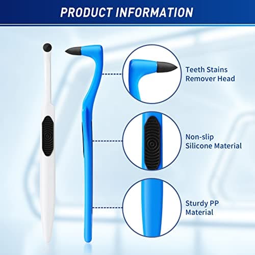 Annhua Tooth Stain Eraser and Remover Tool, 2 PCS Manual Surface Stain Cleaner for Teeth with Non-Slip Handle, Personal Oral Care Kit for Home and Travel - Blue and White — view 4
