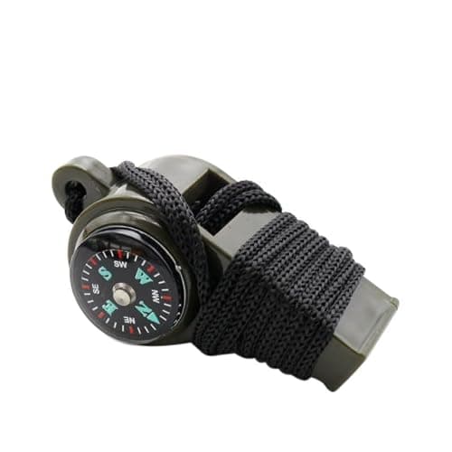 3-in-1 Survival Whistle with Compass and Thermometer, Military Green, 5 cm x 2 cm — view 2