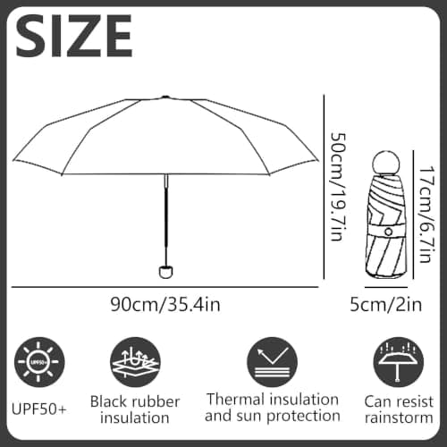 HUANYO Heart Pattern Umbrella - Windproof Compact Folding Umbrella with Auto Open & Close, Portable Travel Umbrella for Women & Men, (Love Black) — view 2