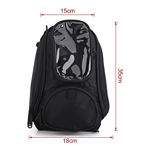 TKSE Motorcycle Tank Bag, Oxford Cloth Saddle Shape Magnetic Motorcycle Bag Suitable for Most Motorcycles and Motocross, 35 x 18 x 15 cm (Black) — view 4