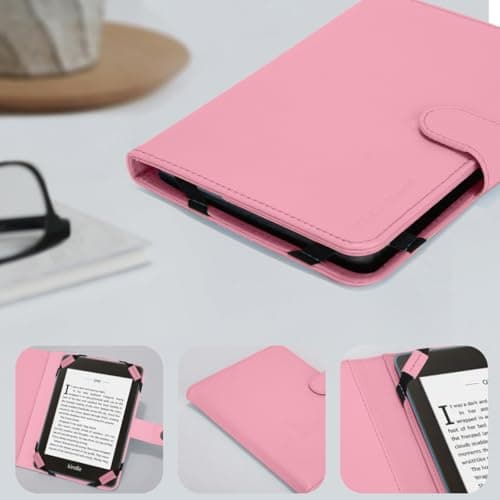 TECHGEAR BABY PINK Kindle PU Leather Folio Case Cover With Magnetic Clasp + Screen Protector for Amazon Kindle eReaders 12th - 4th Generation (2024-2011) & Kindle Paperwhite with 6 inch Screen — view 4